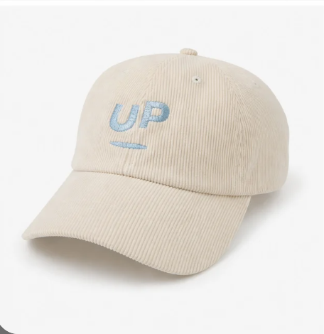 Corduroy UP baseball cap with centered logo, by Scroll Happy