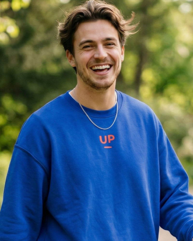 Blue Lightweight Oversized Casual Sweatshirt