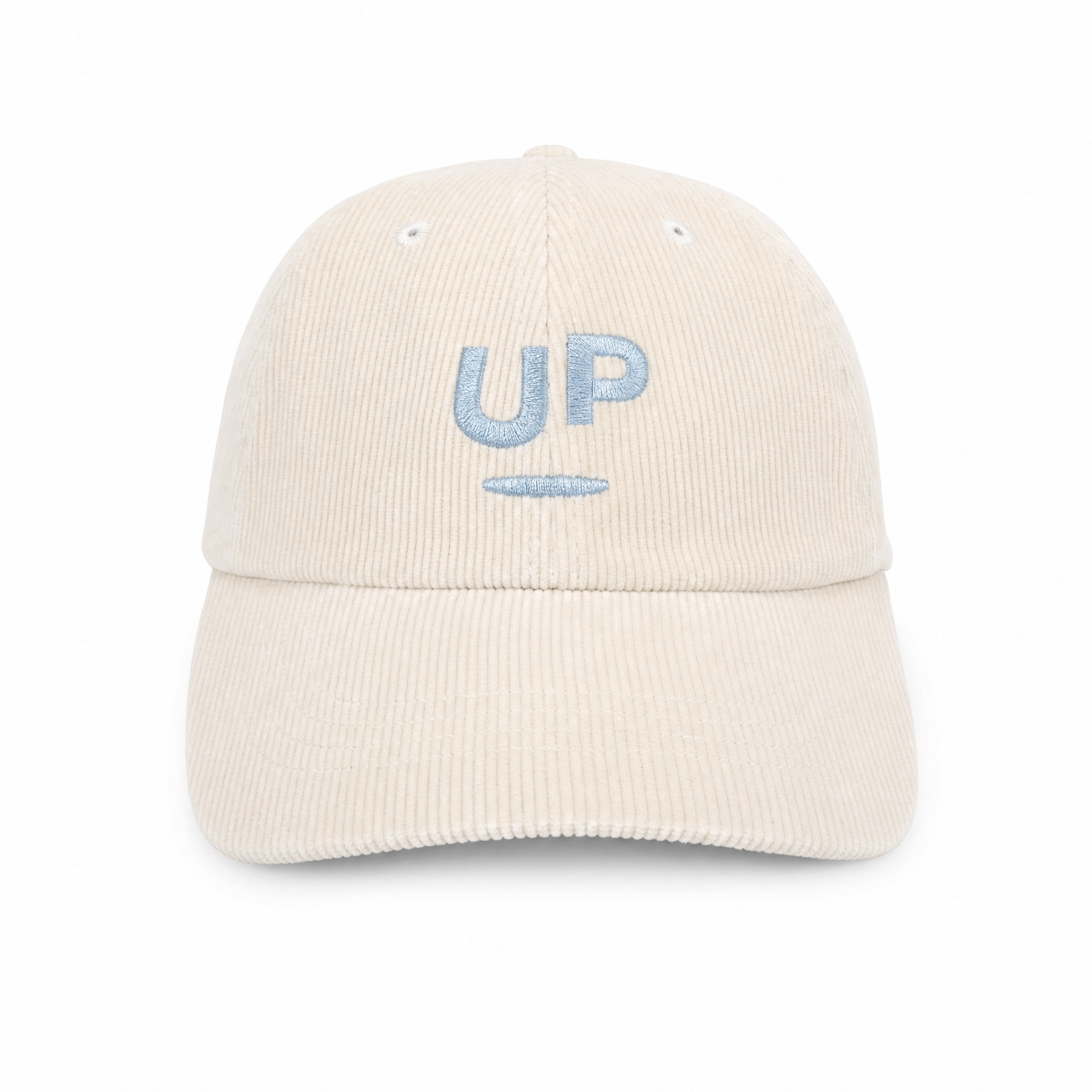 Corduroy UP baseball cap with centered logo, by Scroll Happy